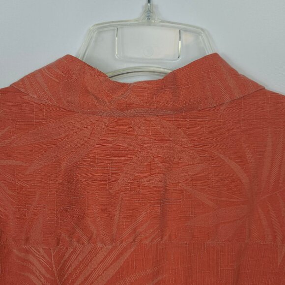 Hawaiian Island Style Shirt Orange Botanical Palm Leaves Comfy Relaxed Men's XL - Picture 6 of 14